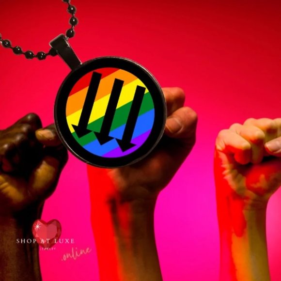 Three Arrows LBGTQ Peaceful Protest Necklace - Picture 9 of 9
